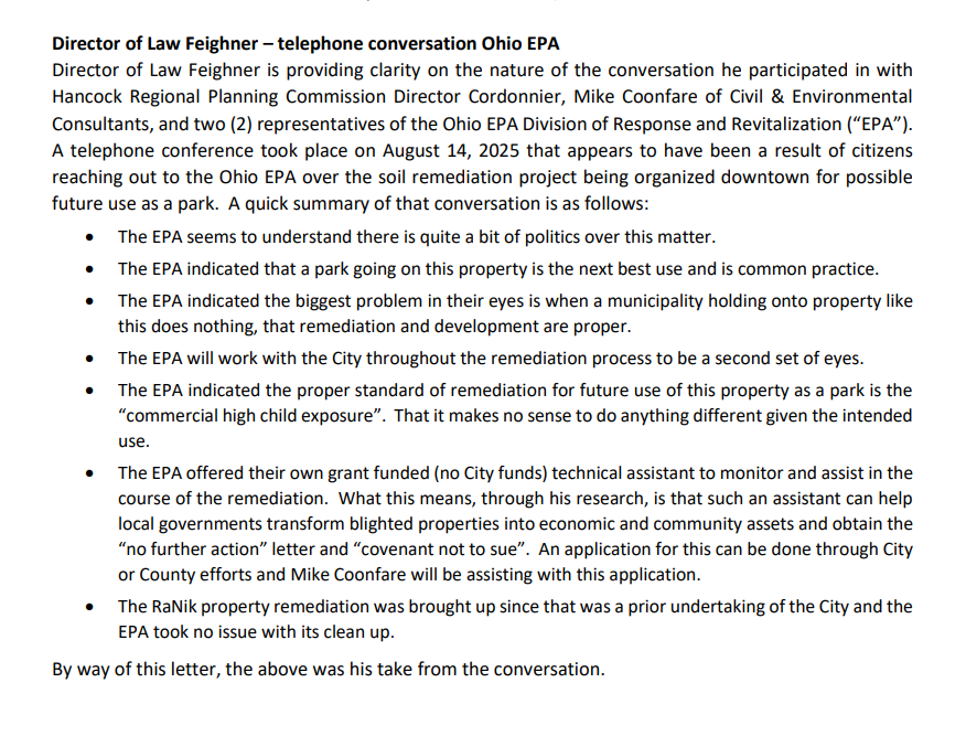Findlay Law Director Letter Muddies EPA Waters